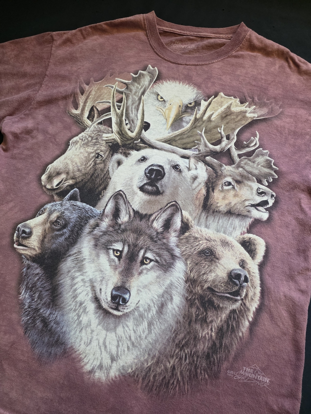 The Mountain Wildlife 2012 Wolf Bear Moose Multi-Animal Graphic Short Sleeve Tee